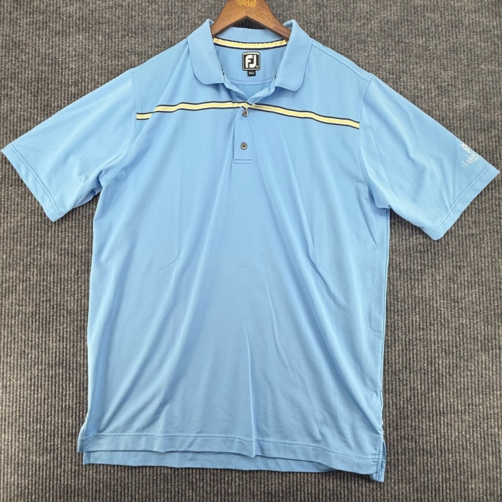 FootJoy Golf Polo Mens XL Blue Excellent Striped Short Sleeve Performance Shirt